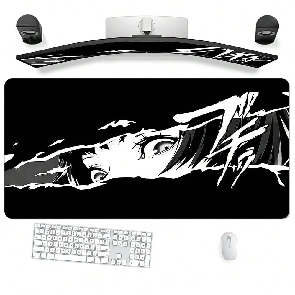 Original Manga Girl Extra Large Mouse Pad | Oblong Rubber Non-Slip Stitched Edge Washable Gaming Mat