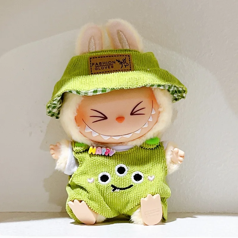 For 17cm Mini Labubu Clothes Three Eyed Baby Cute Strap Pants Outfit Accessories make your doll attractive