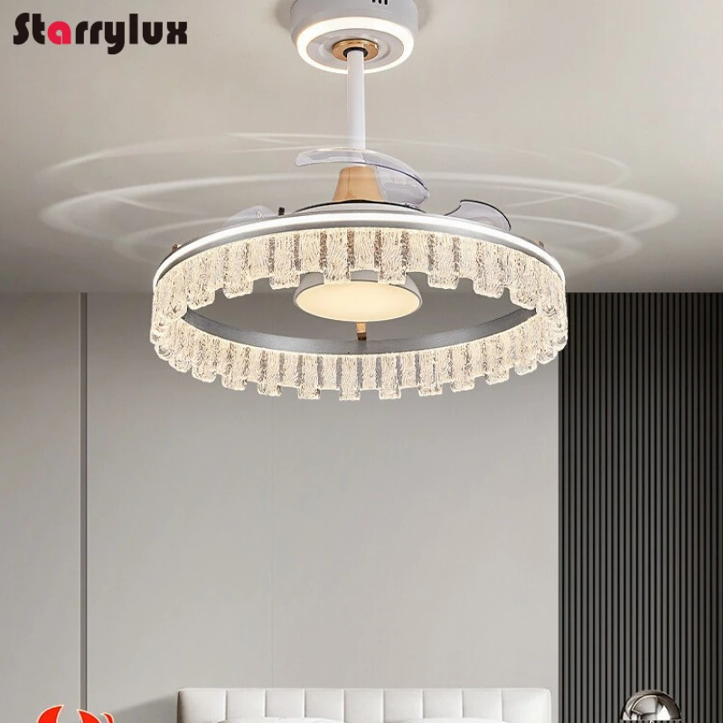 

2-in-1 Invisible Fan Chandelier, Ceiling Fans with Light for Living Room Bedroom, Remote Control, Fan Lights，LED Lamp