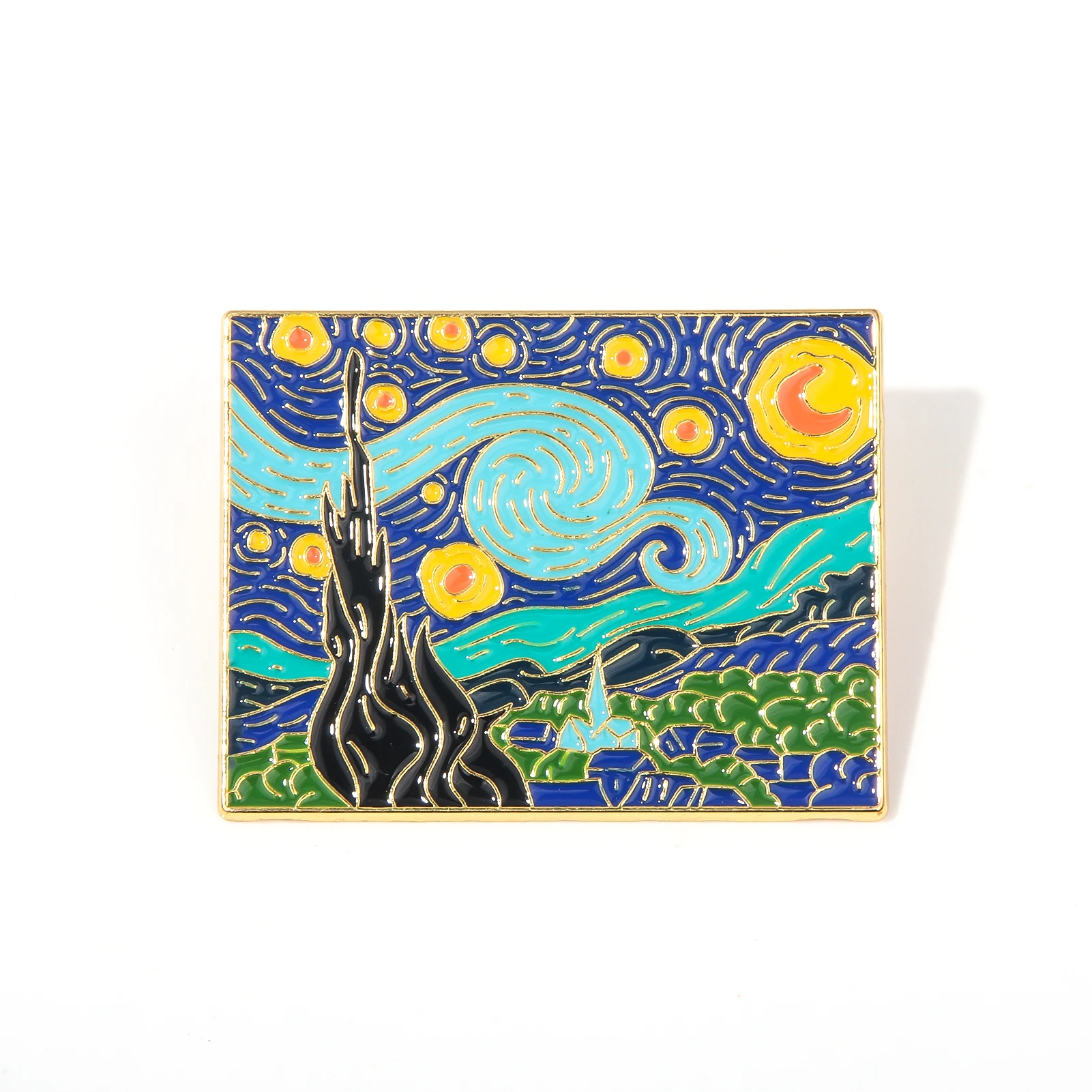 The Starry Night Enamel Pin Van Gogh Oil Painting Brooch Art Jewelry Artist Badge Backpack Lapel Pin Gift Women Men