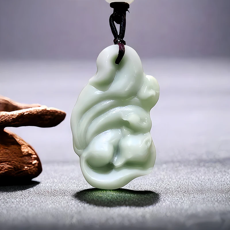 

Natural Real Jade Fox Pendant Necklace Amulet Carved Jewelry Gemstones Luxury Gifts for Women Men Accessories Vintage Talismans