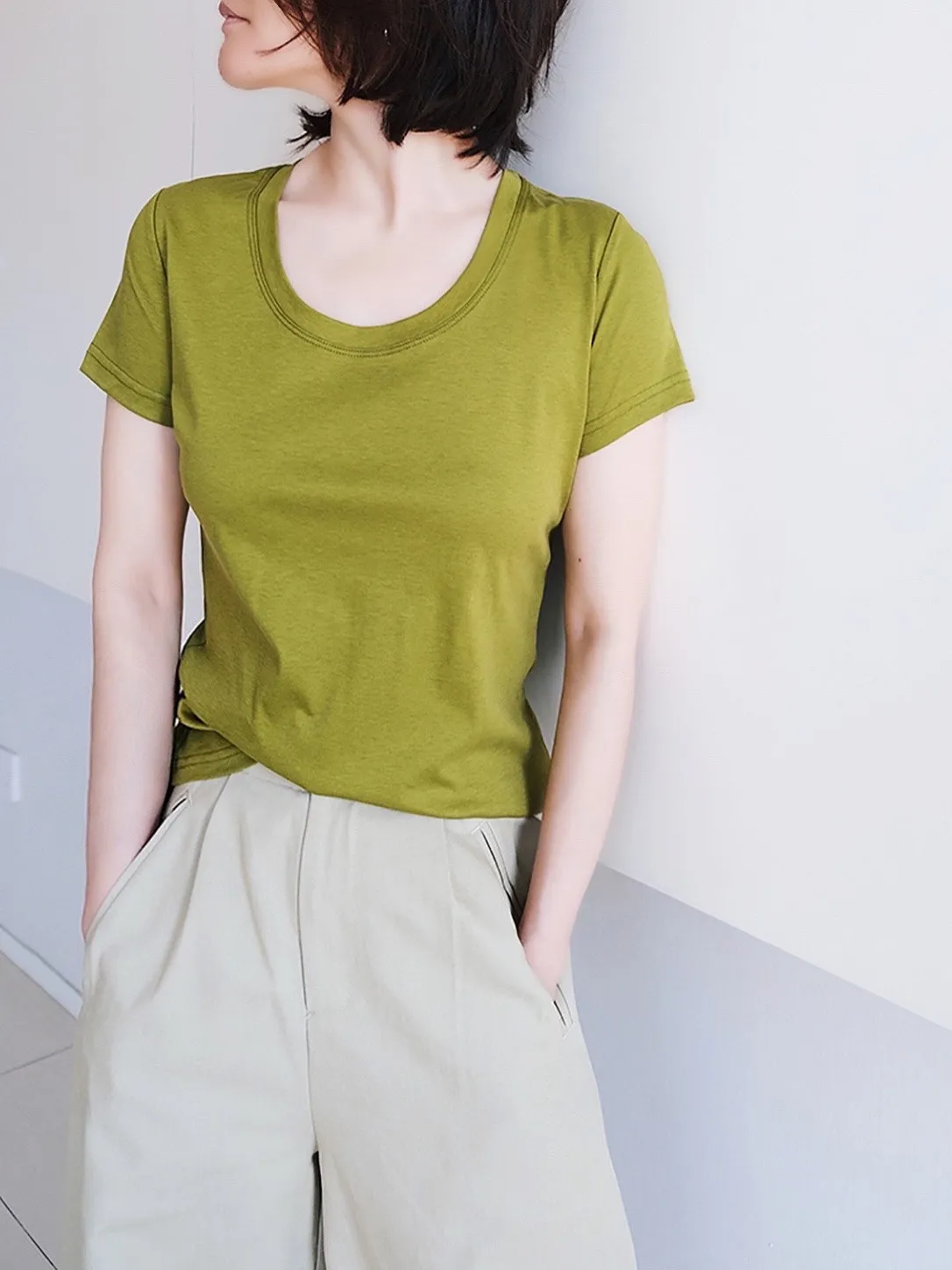 

Ранняя весна, разноцветная хлопковая футболка U-Ne, женская хлопковая футболка-стойка для поездок на работу, обычная футболка све