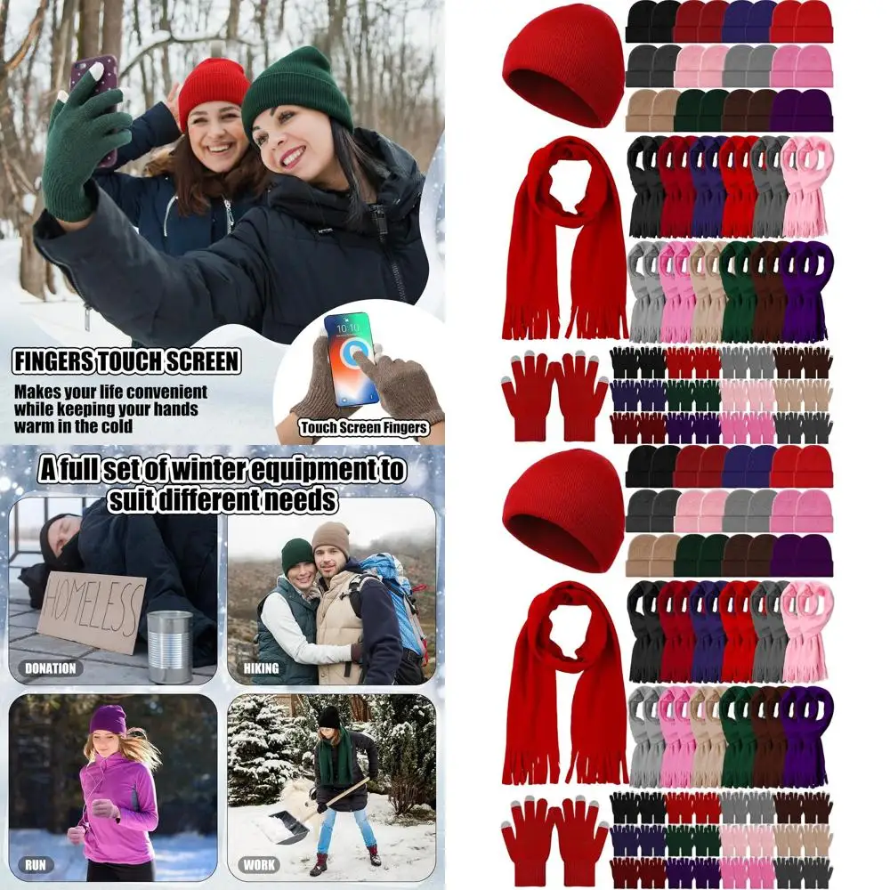 

Unisex Warm Fleece Winter Hat, Scarf, and Touchscreen Gloves Set for Donation to Homeless