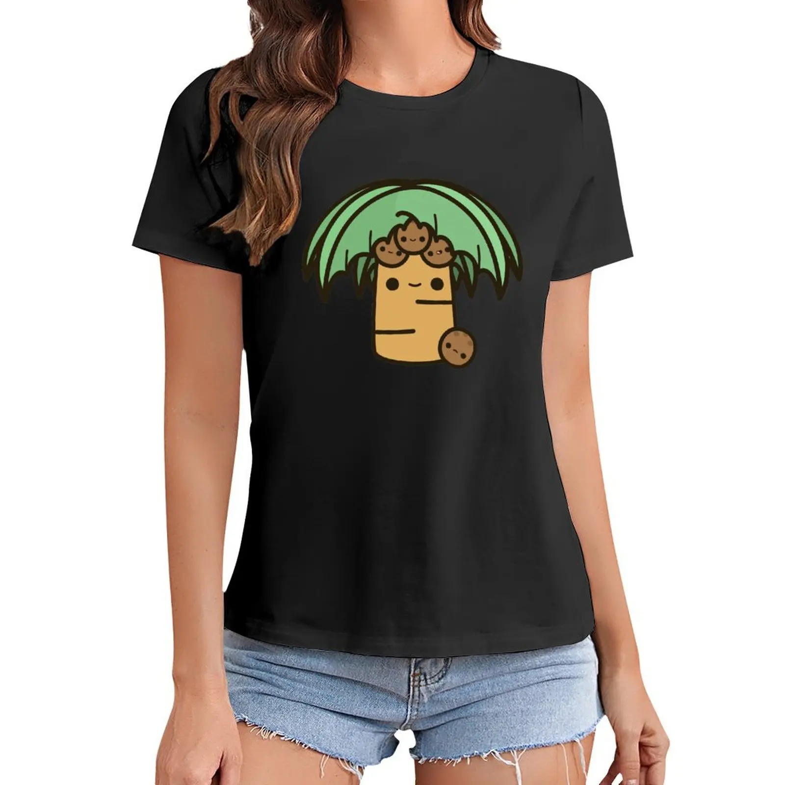 

Palm tree with coconuts T-Shirt summer clothes anime female oversized Women tops