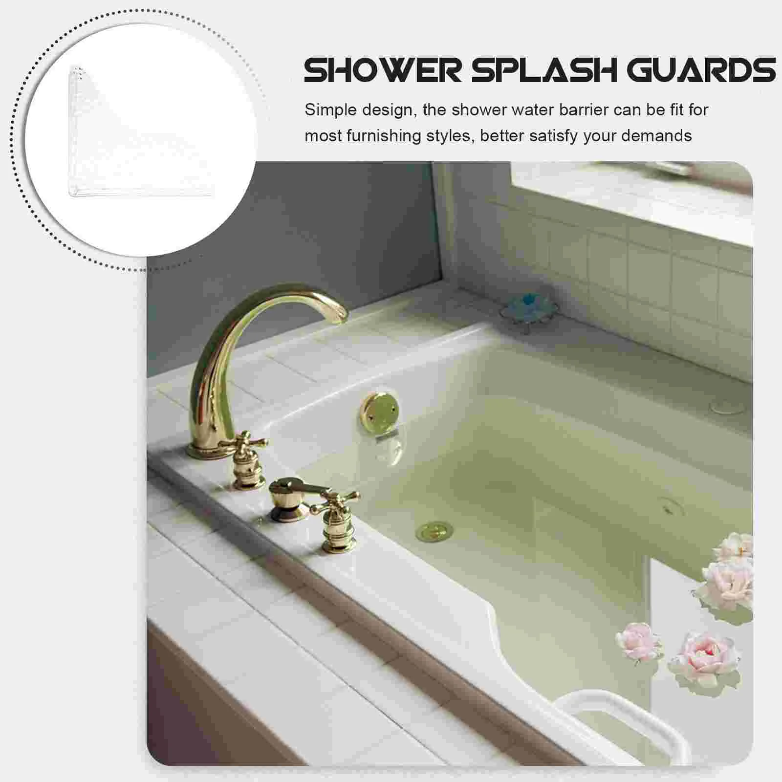 2 Pcs Shower Splash Guard Bath Sink Set Tub Wash Basin Bathtub for Door Water Barrier Dam Transparent Threshold