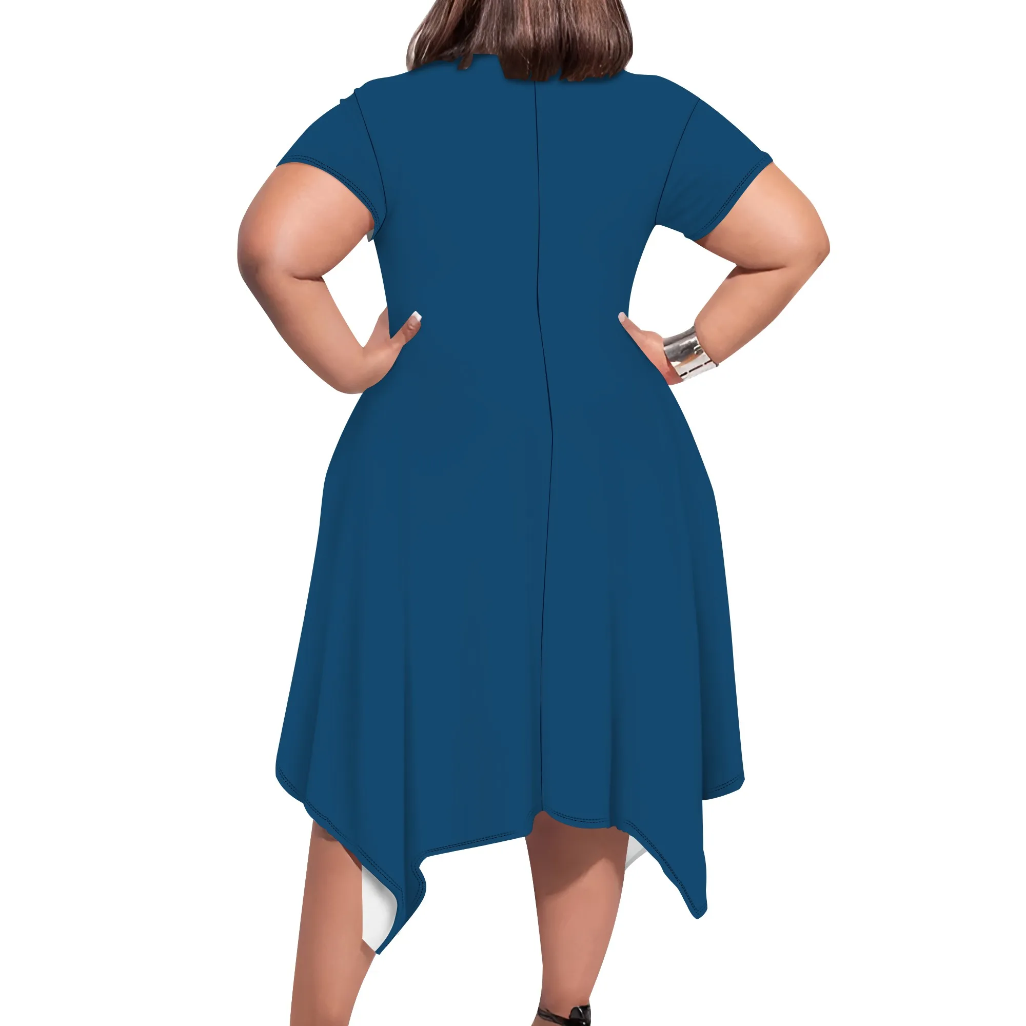

Large Size Curve Slim Tshirt Dress Plus Size Short Sleeve Midi Dress