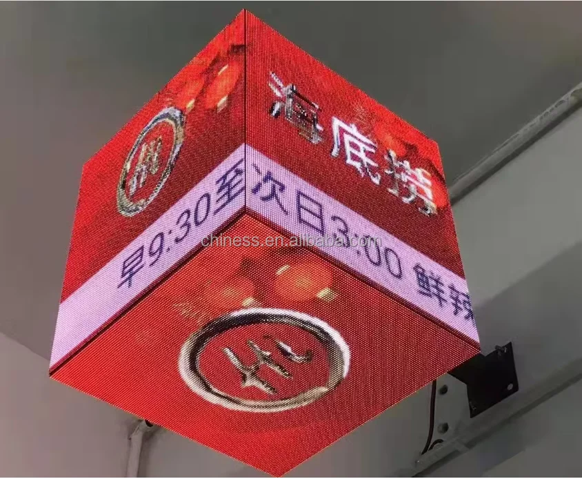 Custom P2.5 Indoor/Outdoor Magic Cube Screen 4-Sided Full Color LED Display With APP Wifi Control Creative Cube Led Screen
