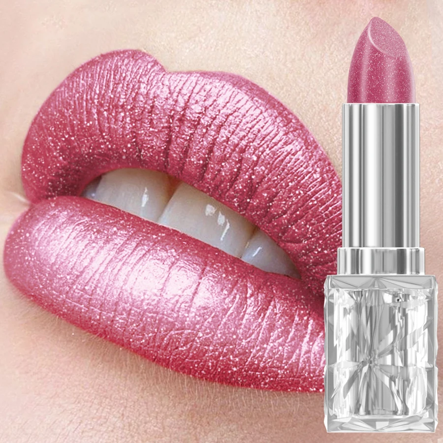 Metallic Glitter Lipstick 3 Color Waterproof Lip Balm Red Long Last Lip Tint Matte Lip Makeup Gifts  Shiny Lip Gloss Cosmetic