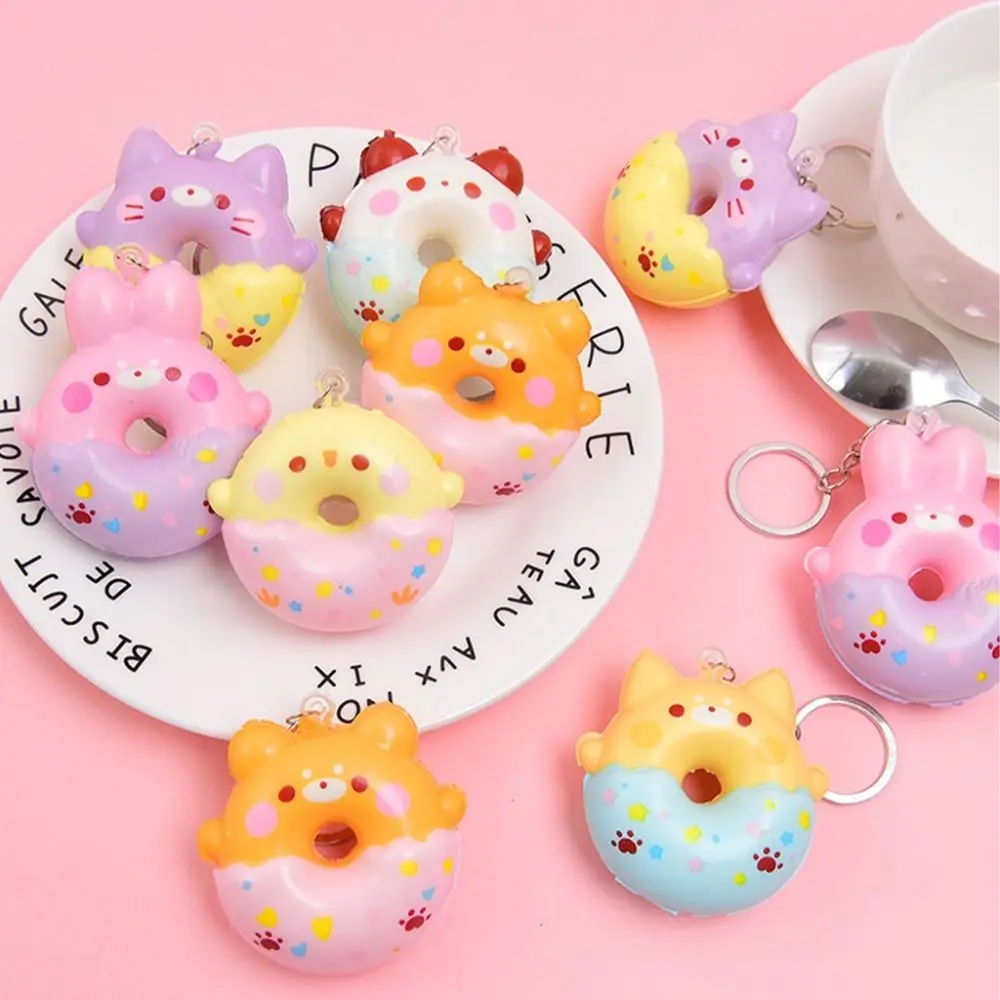 1PC Random Donut Vent Pendant PU Slow Rebound Animal Decompression Vent Toy Sponge Pendant Keychain Squishy Stress Reliever Toys