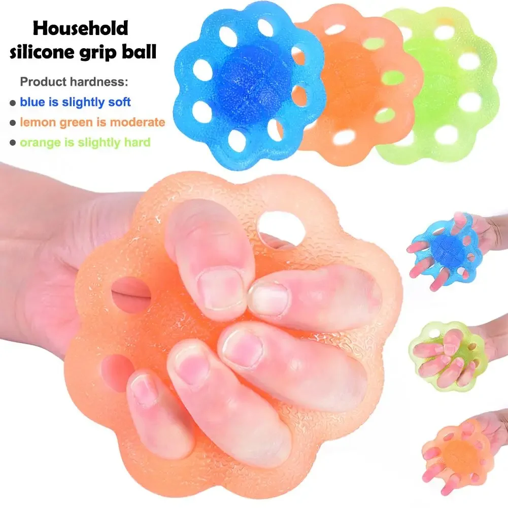 Household Silicone Grip Ball Rehabilitation Training Finger Palm Hand Grip Strengthener Finger Exerciser  Stress Relief Squeeze