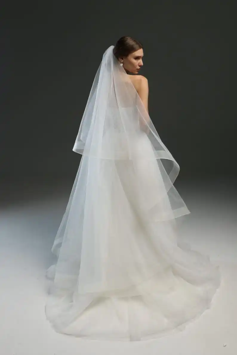 Wedding Accessories White Ivory Bridal Veil Soft English Tulle Wedding Veil Horsehair Trim Custom Length