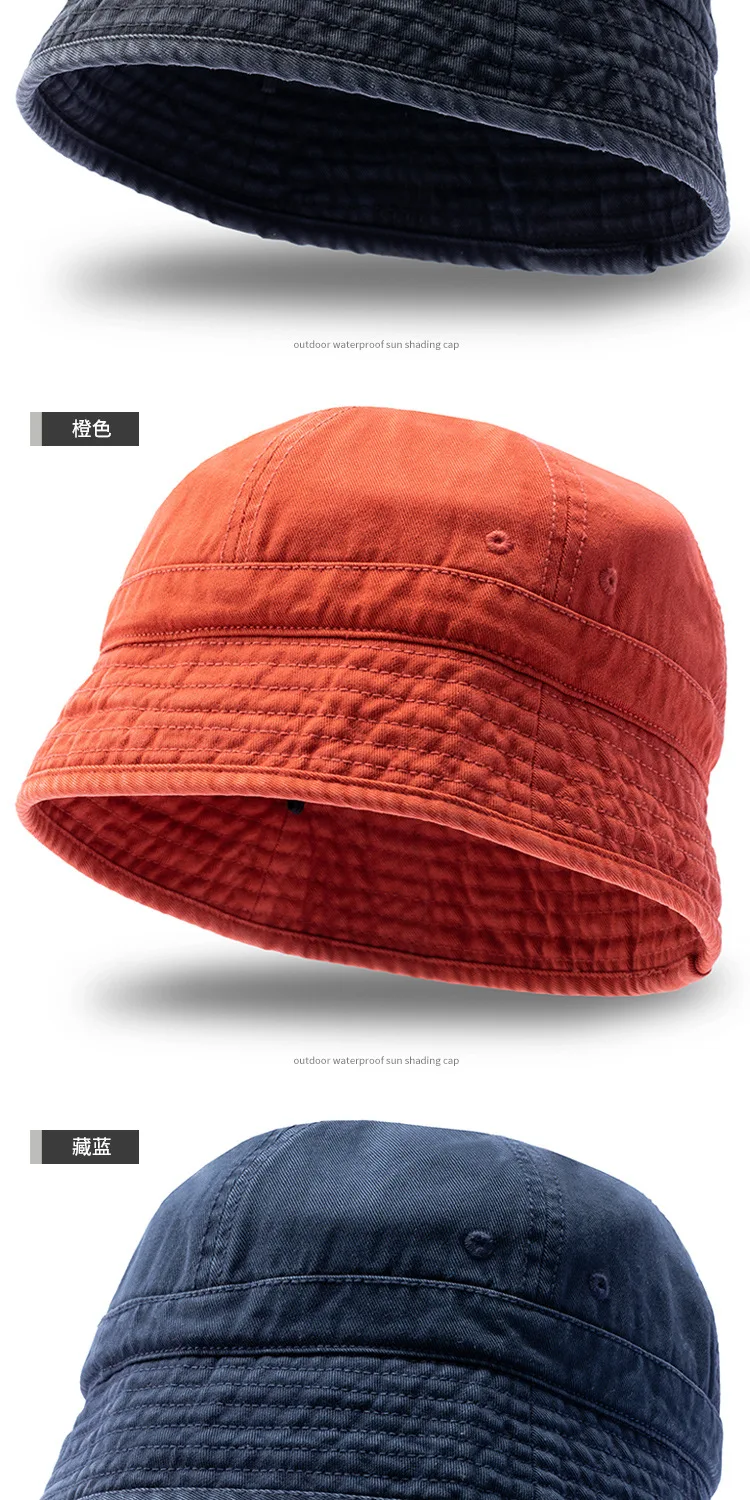 Eimerhut aus gewaschener Baumwolle mit kurzer Krempe, Unisex, verstaubar, Sommer-Sonnenkappe zum Angeln, Wandern, Outdoor, Reisen, Strandschutz – Detail 7