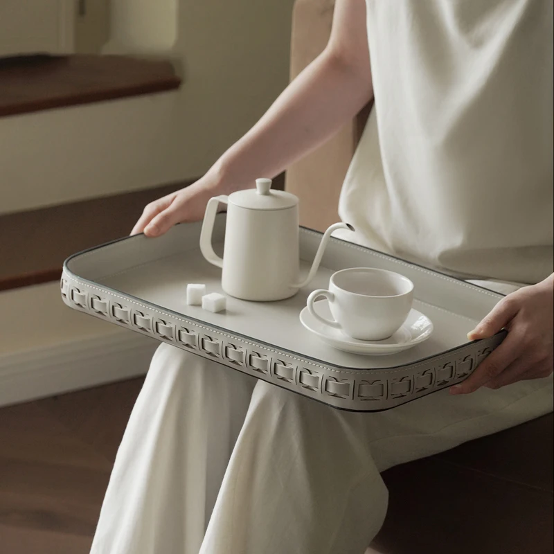 

Lvand Saddle Leather Woven Leather Aromatherapy Tray Living Room Coffee Table Ornaments High-Grade Perfume Storage Tray