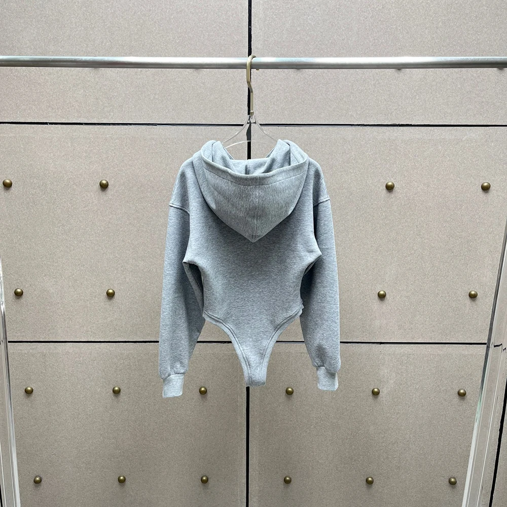 

100% Cotton Women's Hooded T-Shirt Y2K Chain & Handmade Floral Elegant Commuter Long-Sleeve Jumpsuit Top 2025 Fall/Winter New