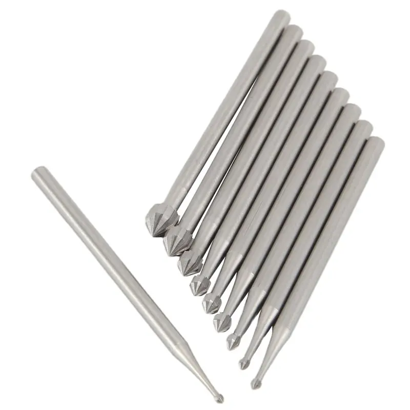 10 Pcs Jewelry Setting Burr - 3/32Inch Shank Stone Setting Burs Cylinder - Cone Shape Lapidary Making Tools-A55K