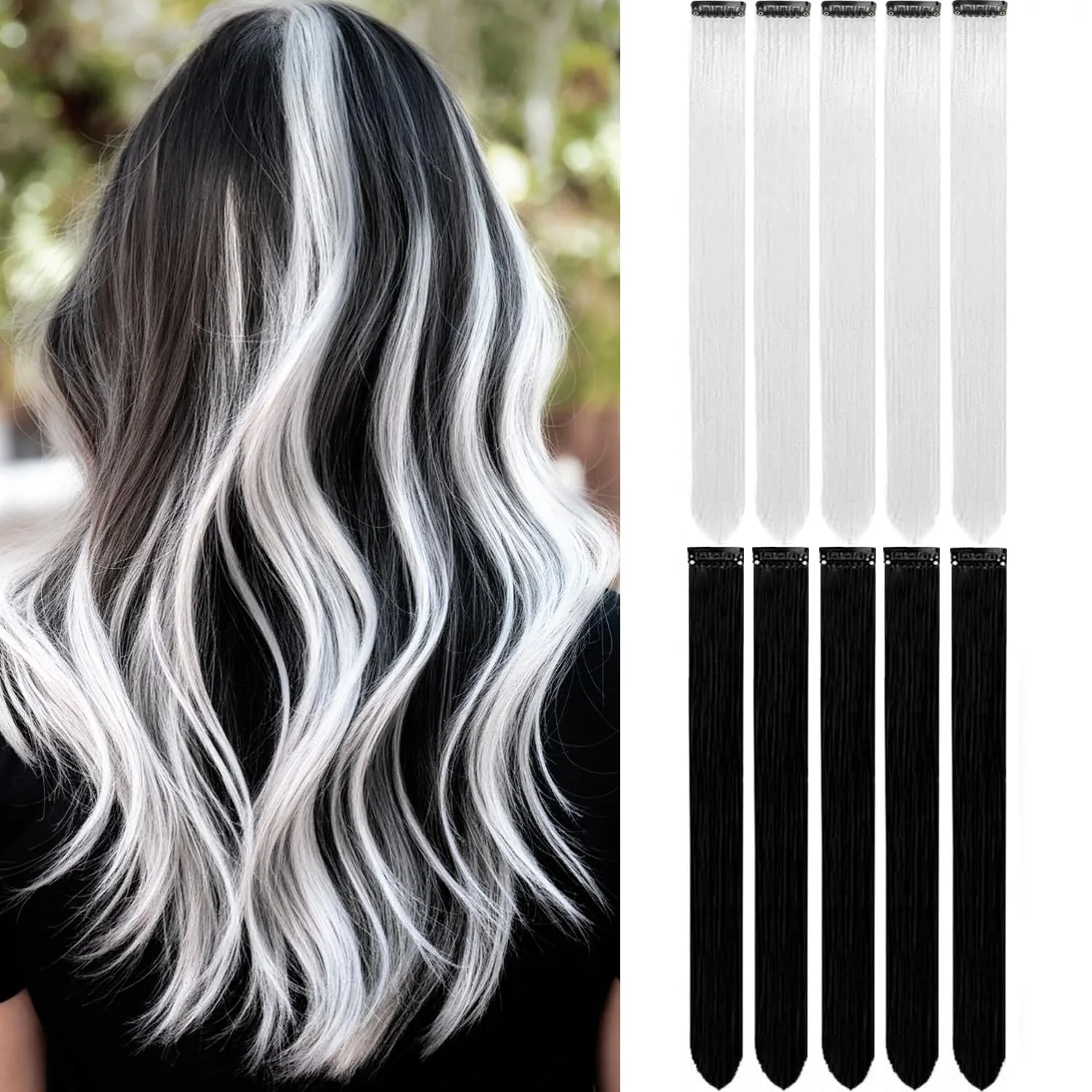 

Цветные заколки для наращивания волос для женщин и мужчин — 22-дюймовые синтетические многоцветные прямые волосы для наращивания с ярким градиентом цвета