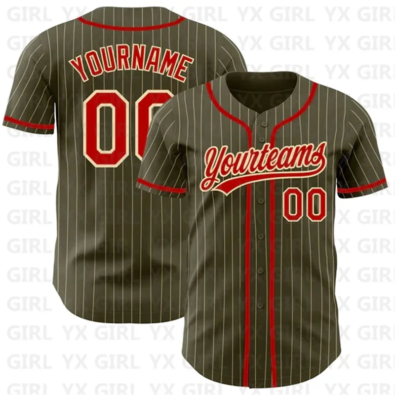 Custom Olive City Pinstripe Black Authentic Salute To Service Baseball Jersey 3D Print Men Women Casual Shirts Sport Unisex Tops