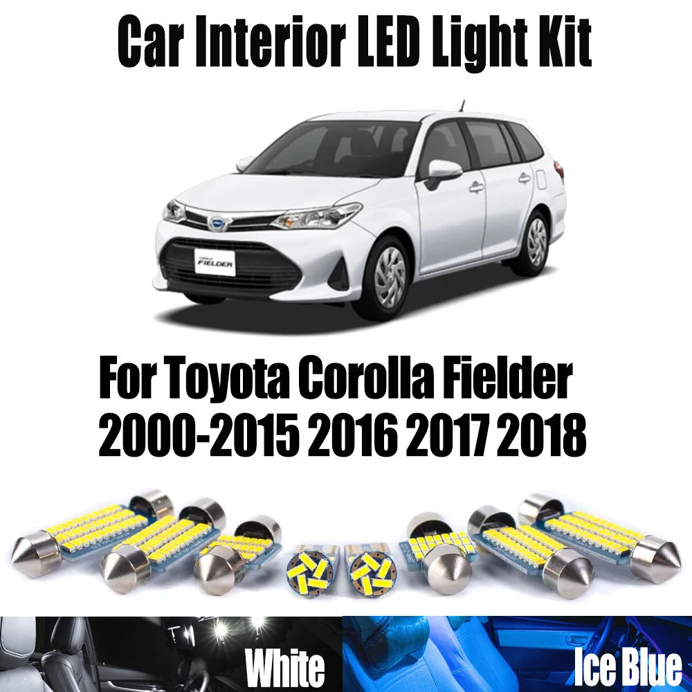 Vehicle LED Interior Map Dome Trunk License Plate Light Kit Canbus For Toyota Corolla Fielder 2000- 2017 2018 Car Accessories