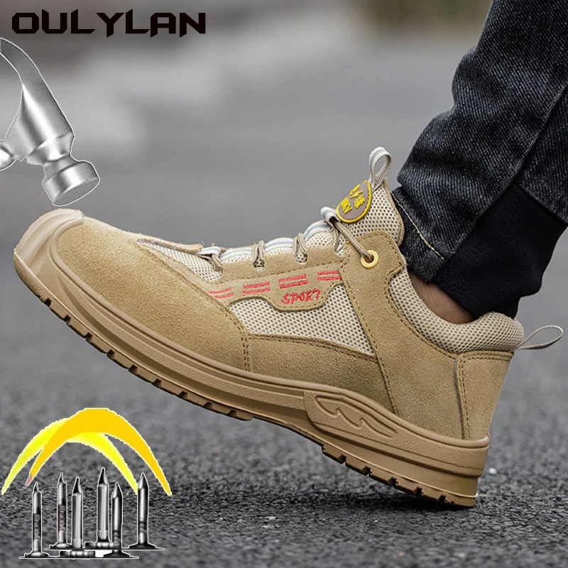 

Oulylan Men's Safety Shoes with Steel Toe Anti-Smash & Puncture Proof Summer Breathable & Anti-Odor Durable Work Boots