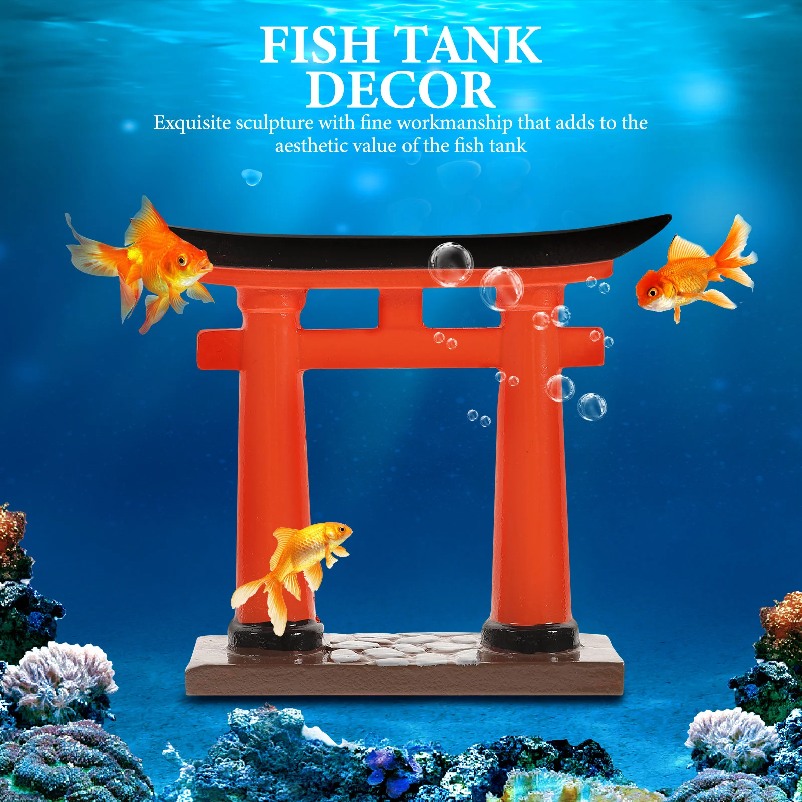 Japanese Torii Gate Aquarium Landscape Prop Fish Tank Decoration Micro Reptile Plants