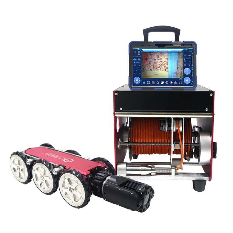 Robot sobre orugas de inspección de hoja de turbina eólica de alta calidad con cámara CCTV analógica, Robot de inspección de tuberías de alcantarillado