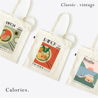 Minimalist neutral vintage simple canvas tote bag ladies casual versatile shoulder bag reusable large capacity shopping bag