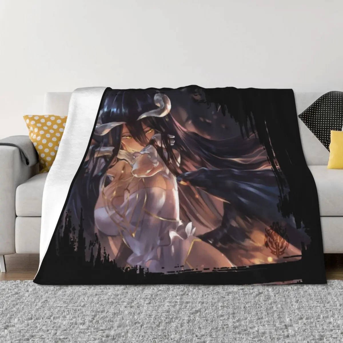 

Albedo - Overlord Throw Blanket Bed Fashionable blankets ands Flannel Fabric Tourist Blankets