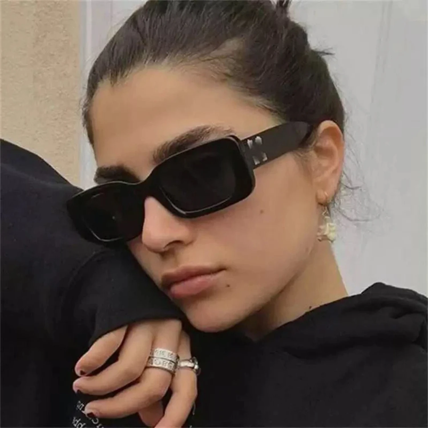 

Cycling Rectangle Sunglasses Women Men Shades Retro Square Black Sun Glasses Brand Eyeglasses Decoration Eyewear Yk glasses