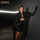 long sleeve mini dress with gloves bodycon