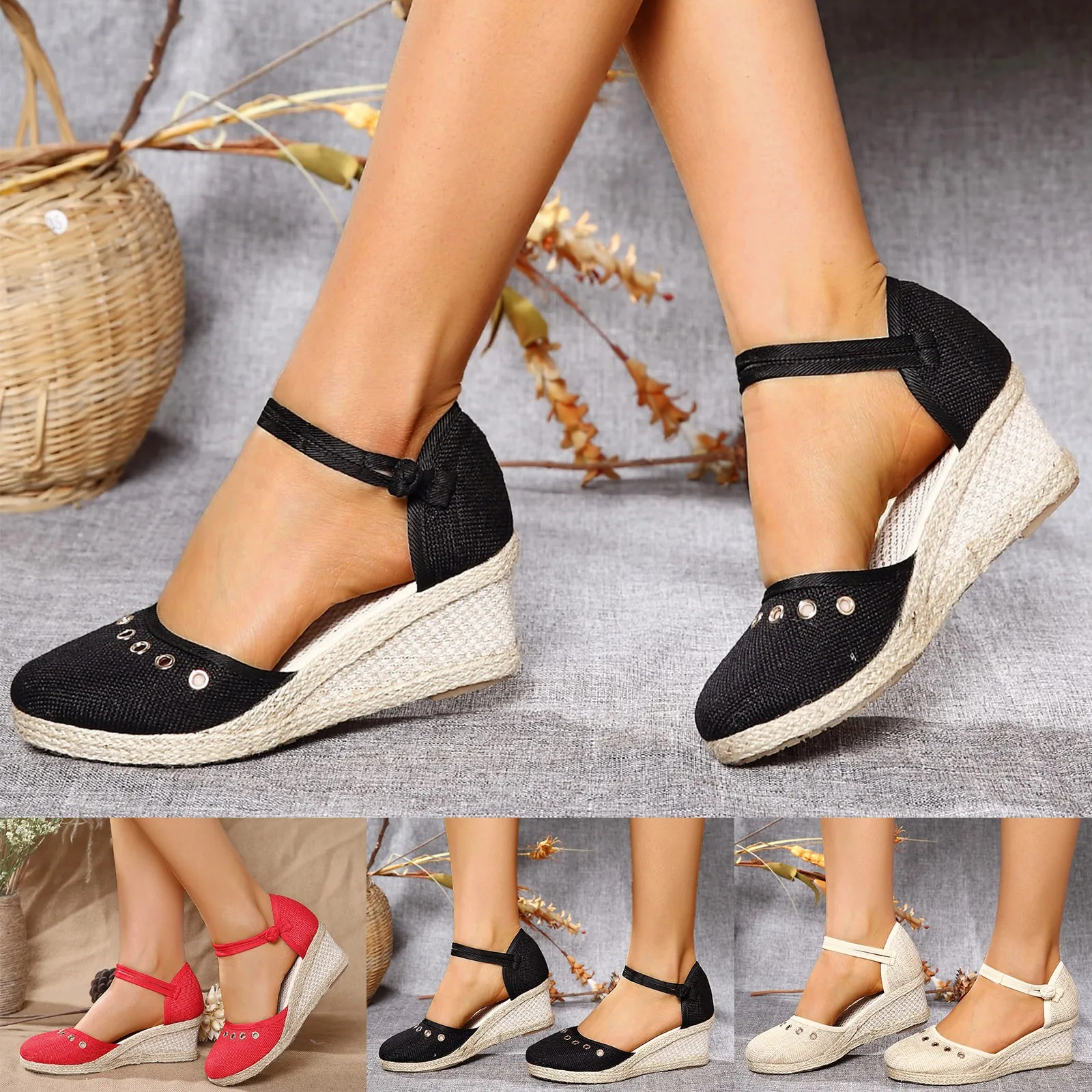 2023 Platform Sandals Wedge Women Shoes Elegant Ladies Slippers Summer Braided Buckle Boho Sandalias High Heels Female Sandals