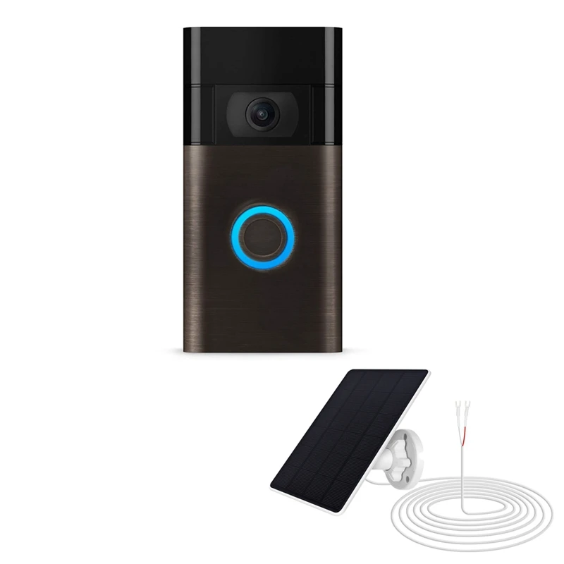 JAJA 3W Solar Panels With 4M Extension Cable IP65 Weatherproof 360° Adjustable Bracket For Ring Doorbell