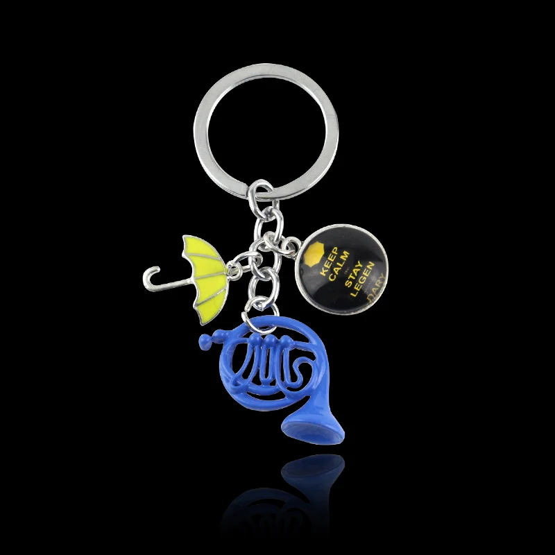 Movie Himym Keychain How I Met Your Mother Keyrings Yellow Umbrella Blue French Horn Pendant Keychain