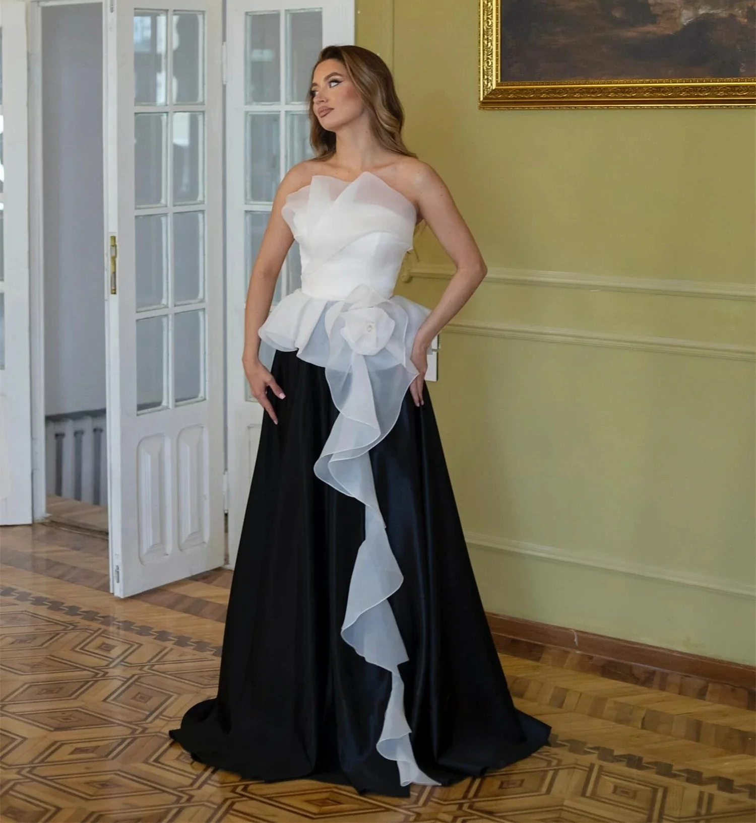 

Черное длинное платье с цветочным принтом на заказ Вечерние платья Pastrol Унисекс Джерси Ретро Дубай Саудовская Аравия Израиль Пром по индивидуальному заказу