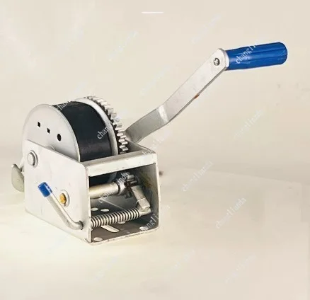 Yacht Trailer Two-speed Hand Crank Winch 900KG 2.6 Tons Webbing Winch Sturdy Trailer Accessory for Marine Boat