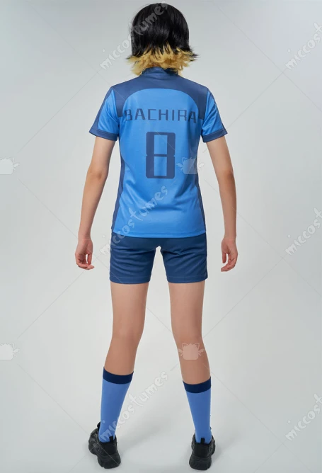 Unisex Bachira Meguru Cosplay Costume Soccer Jersey Set Sportswear T-shirt and Shorts with Vest and Socks