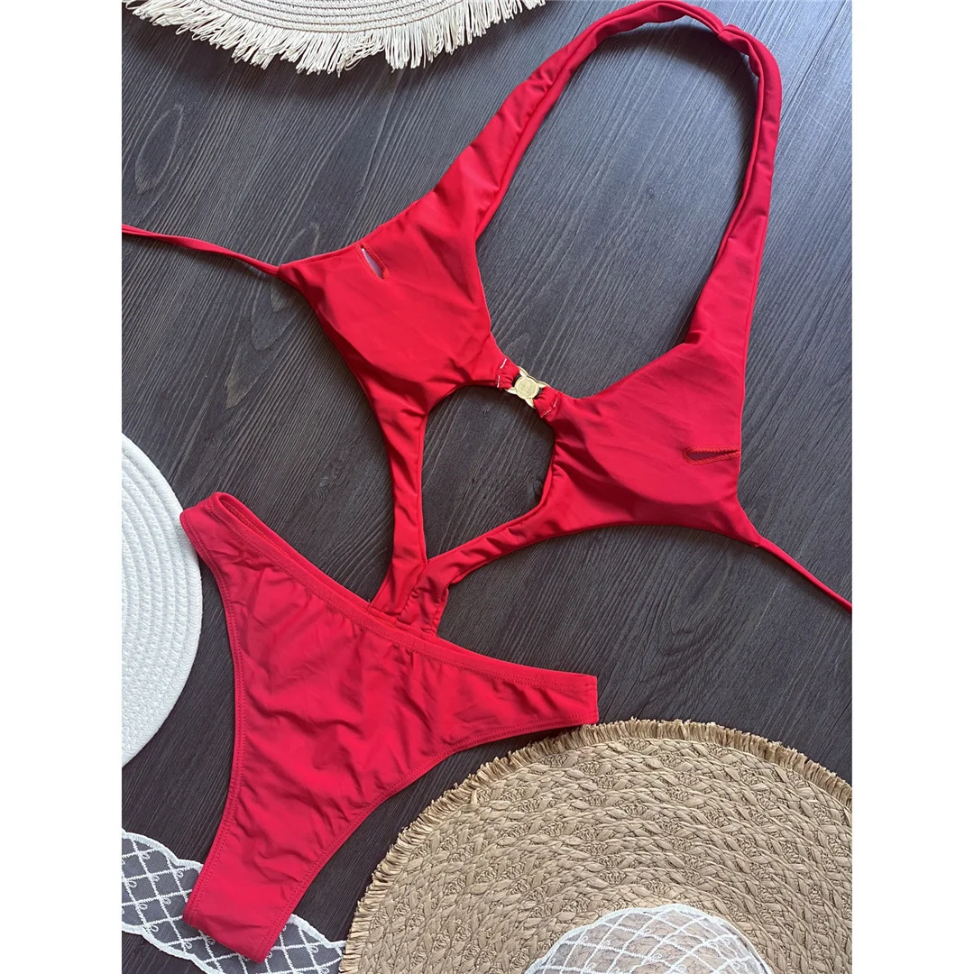 Sexy Cut-Out-Neckholder-Badeanzug mit hohem Beinausschnitt für Damen, einteiliger Badeanzug, Damen-Monokini mit Perlen, gepolsterter Badeanzug, Badebekleidung, Badeanzug V6590 – Detail 7