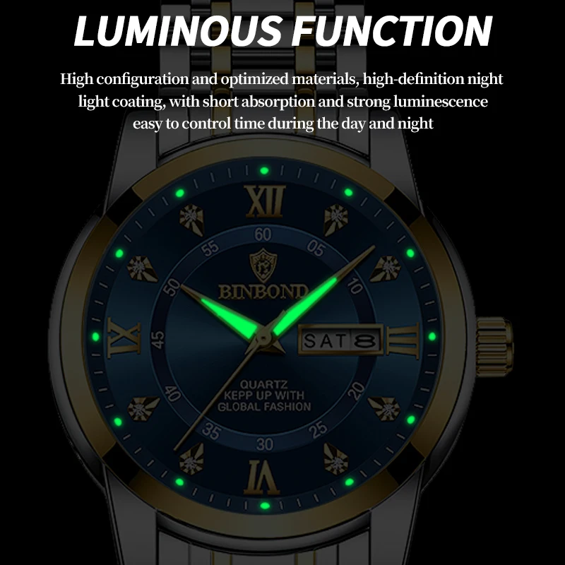 2024 New Luxury Watch for Man Elegant Date Week Waterproof Luminous Men Watch Quartz Stainless Steel Sports Men\'s Watches reloj