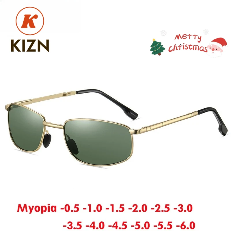 KIZN классические квадратные поляризационные солнцезащитные очки для близорукости мужские очки для вождения мужские очки по рецепту оптика UV400 Oculos от -0,50 до -6,0