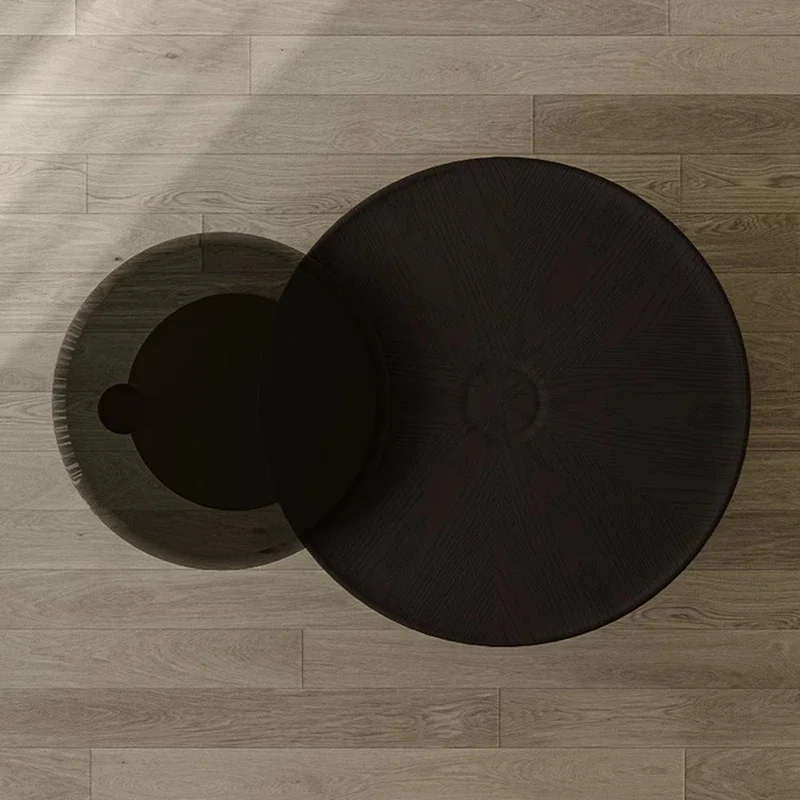 Mesita para café de sala de estar de madera, libros para dormitorio, mesa auxiliar estética redonda de diseñador nórdico, muebles únicos minimalistas para el hogar