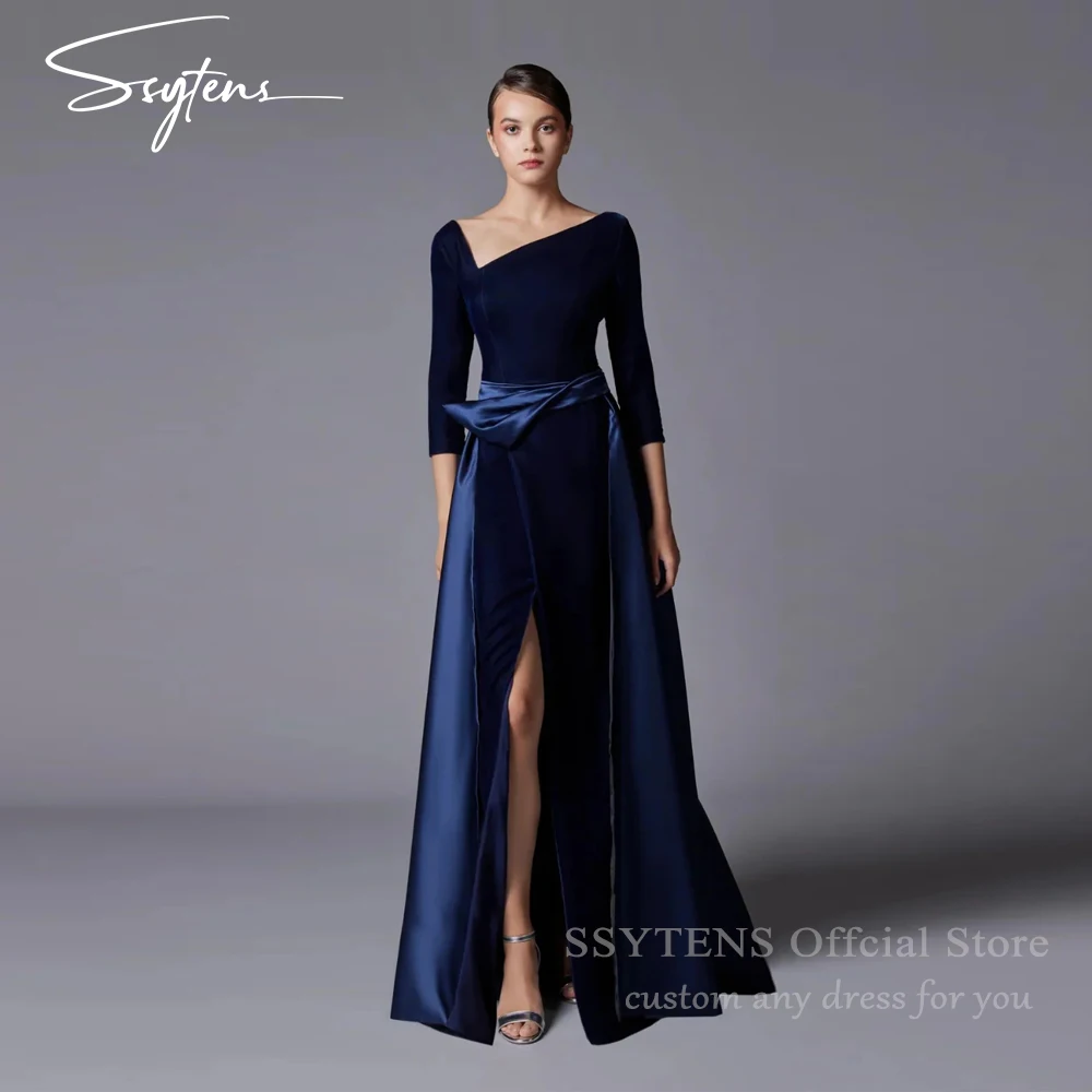

SSYTENS Blue Velvet Evening Dresses V Neck Mermaid Elegant Prom Gowns Sexy Backless Arabic Formal Occasion Dresses Customized