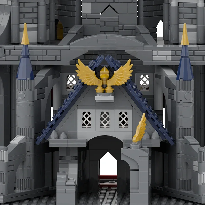 MOC Zeldaed Hyrule Castle-Juego de bloques de construcción DIY, arquitectura de fortaleza militar, modelo de Castillo Medieval, conjuntos de juguetes de montaje