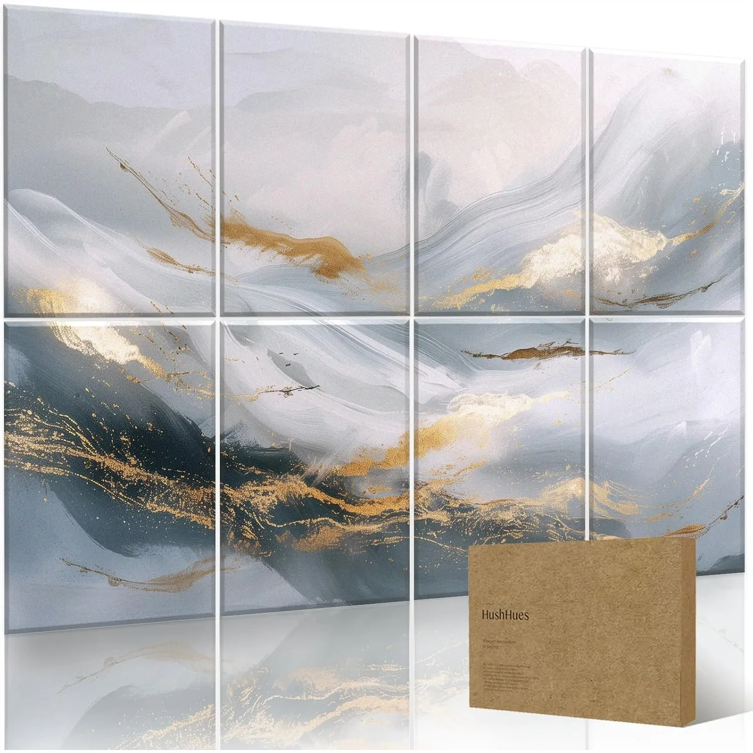 

8-Pack Art Acoustic Wall Panels 48x32 Inches Decorative Sound Absorbing Panels for Studios, Offices, Home, Easy Install