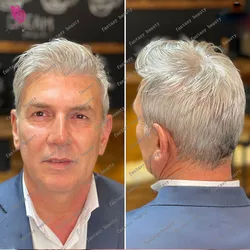 Super Durable Natural Hairline Grey Black 1B80 1B65  Men Toupee Thin Skin Pu Brown Human Hair Wigs Microskin Capillary Prosthesi