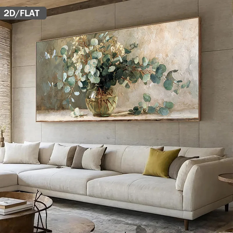 

2D/Flat Modern Abstract Canvas Wall Art, Noframed Eucalyptus Branches Canvas Prints, Perfect for Contemporary Bedroom Wall Decor