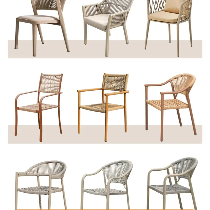 

Скандинавский уличный стул из ротанга, дизайнерский обеденный стол и стул для отдыха во дворе, открытый сад, балкон, комбинация стульев из ротанга