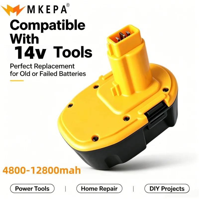 Nickel Hydrogen Rechargeable Battery 14V 4800mAh‑12800mAh Compatible with DC9091 DW9091 DW9094 DE9091 Power Tool