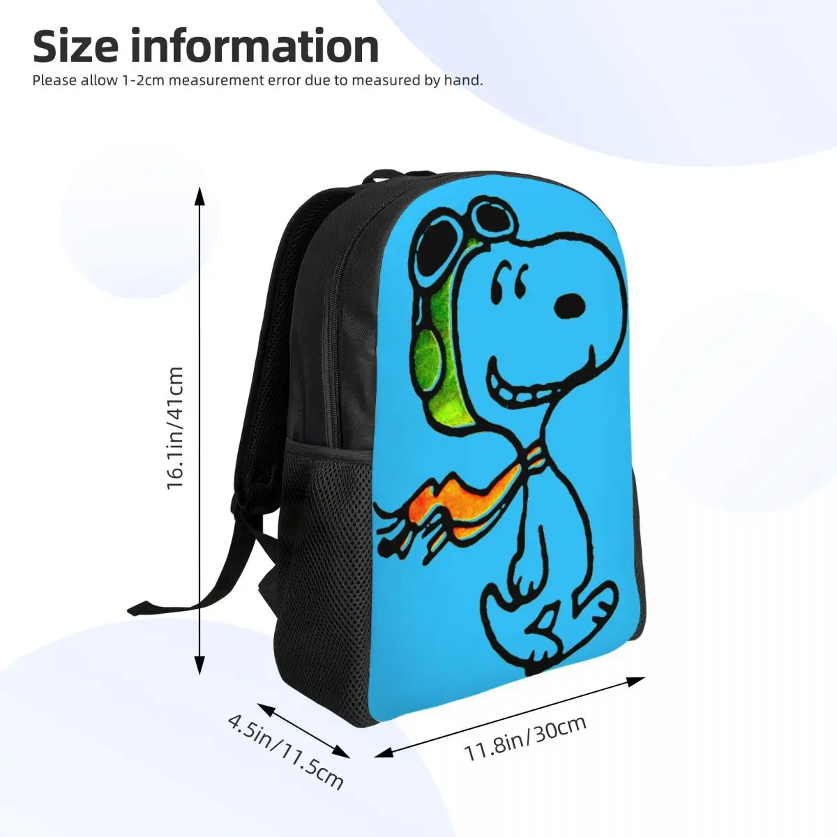 Mochila personalizada Snoopys Flying Ace feminina masculina casual para bolsas escolares universitárias