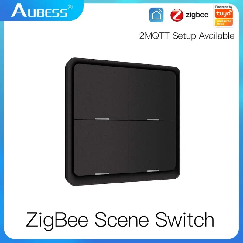 AUBESS ZigBee Smart Scene Switch Tuya 4 Gang 12 Scene Switch Push Button Controller Works With Smart Life App ZigBee Gateway