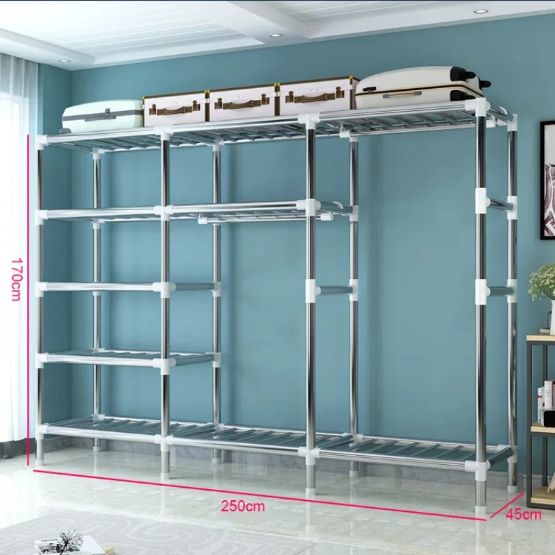 Easy To Assemble Wardrobe Household Storage Solution Dormitory Closet With Sturdy Steel Pipe Frame Durable Organizer