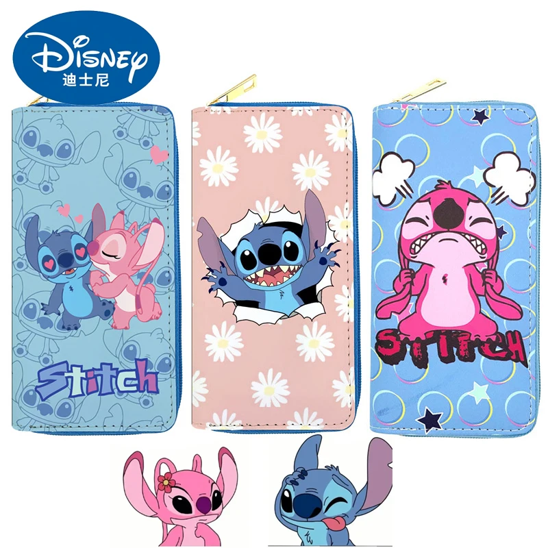 New Anime Disney Stitch Wallet Kawaii Lilo & Stitch Long Zipper Coin Purse Cartooon Makeup Bag Passport Bag Children Gifts